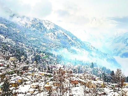 forest caught fire in snowfall season.